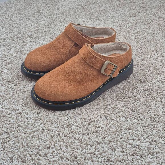 Dr. Martens Shoes - Dr. Martens Isham Shearling Lined Suede Slingback Mules Size M 7/ W8